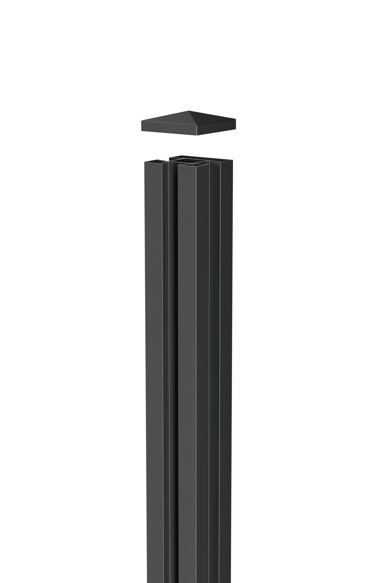 dz VIDUAL Steckzaun-Anfangs-/Endpfosten 72 x 72 mm mit Zubehör