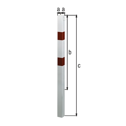 Alberts® Absperrpf. Standard SK fvz.,weiß,2 rote Ringe,1 Öse, z.Einb.,Pf. 70x70 mm 783075