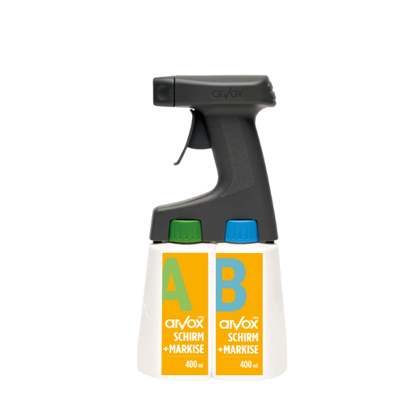 Arvox Pro Schirm + Markise 2 Komponenten-Reiniger Twin 2 x 0,4 L Set inkl. Twin Sprayer