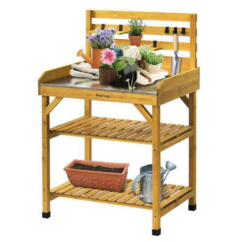 NOOR VegTrug® Pflanztisch, Grey Wash, 100% FSC zertifiziertes Holz