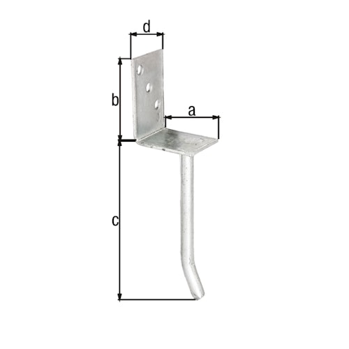 Alberts® L-Pfostenträger mit Betonanker aus Rundstahl Breite: 80mm Höhe:104 mm