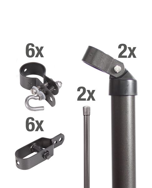Alberts® Zauneck-Set f.Maschendrahtzäune,anthr.-met.,m.Bodenh.,f.Höhe: 800 mm 634513
