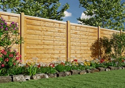 T&J SUNLINE-Serie Dichtzaun stabil, 180 x 180 cm, pinienfarbig lasiert, Rahmen 45/90 mm, Lamelle 8/95 mm glatt 