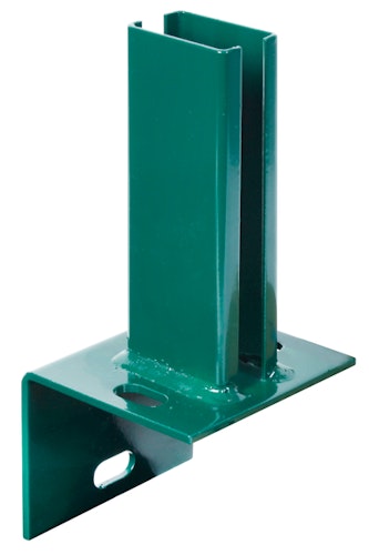 Alberts® Pfostenträger f.Zaunpf.Doppelstab-Gittermatten/L-Steine,grün,z.Aufschr.f.60x40mm 685591