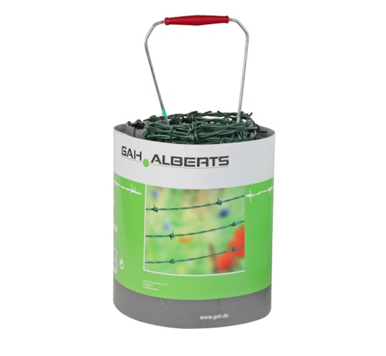 Alberts® Stacheldraht, grün, ⌀2,0 mit 4 Stacheln, Abstand 100 mm, Länge 50 m 530099
