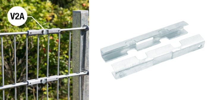 Alberts® Mattenverbinder Doppelstab-Gittermatten,fvz.,m.Schrauben aus Edelstahl M10x30mm 672874