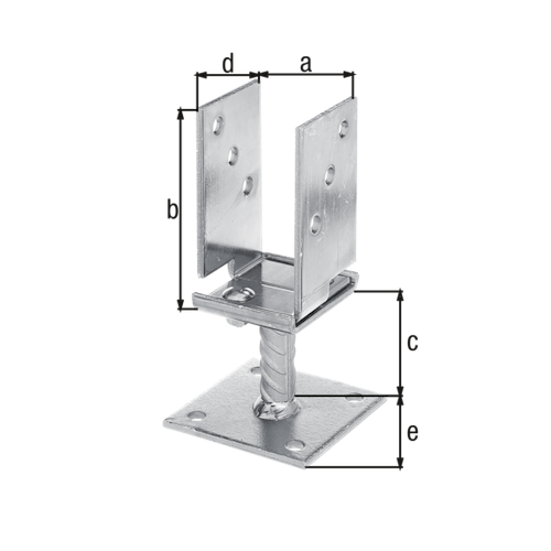 Alberts® U-Pfostenträger galvanisch verzinkt dickschichtpassiviert. 5x71-131x70 mm