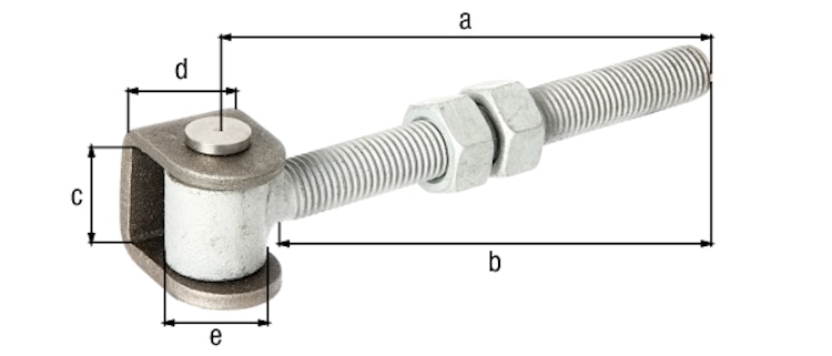 Alberts® Torband mit Muttern,U-Bügel Stahl roh,z.Anschweißen,Gew.M16