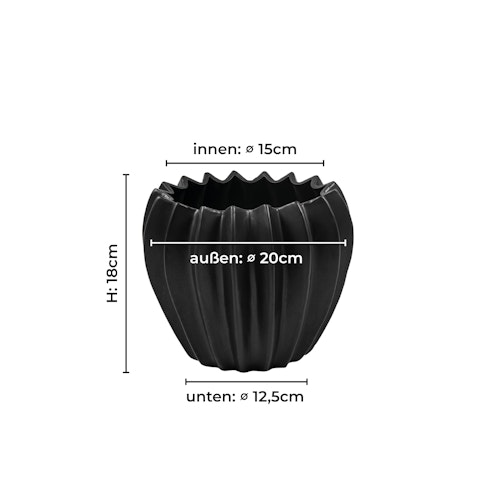 Wikholm form Design Pflanzgefäß / Blumentopf Keramik schwarz ⌀ 15 x H 18 cm