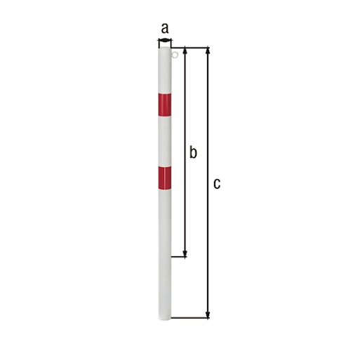Alberts® Absperrpf. Standard SK fvz.,weiß,2 rote Ringe,1 Öse, z.Einb., Pf.⌀76 mm 782771