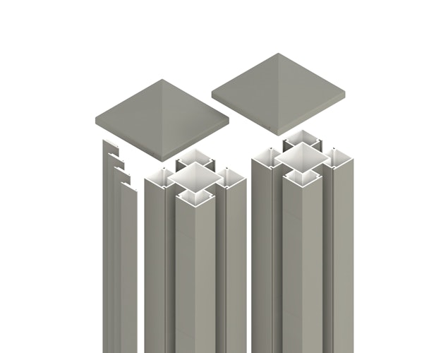 OSMO 2er-Set-Aluminiumpfosten Typ B - inkl. Pfostenkappe und 4 Abdeckleisten
