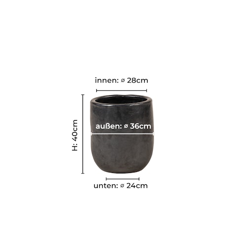 Vosteen Design Blumentopf / Pflanzgefäß Terrakotta schwarz ø 36 cm x H 40 cm