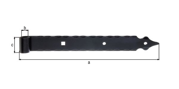 Alberts® Ladenband m.Zierspitze 400x45mm ⌀16mm randgehämmert schwarz