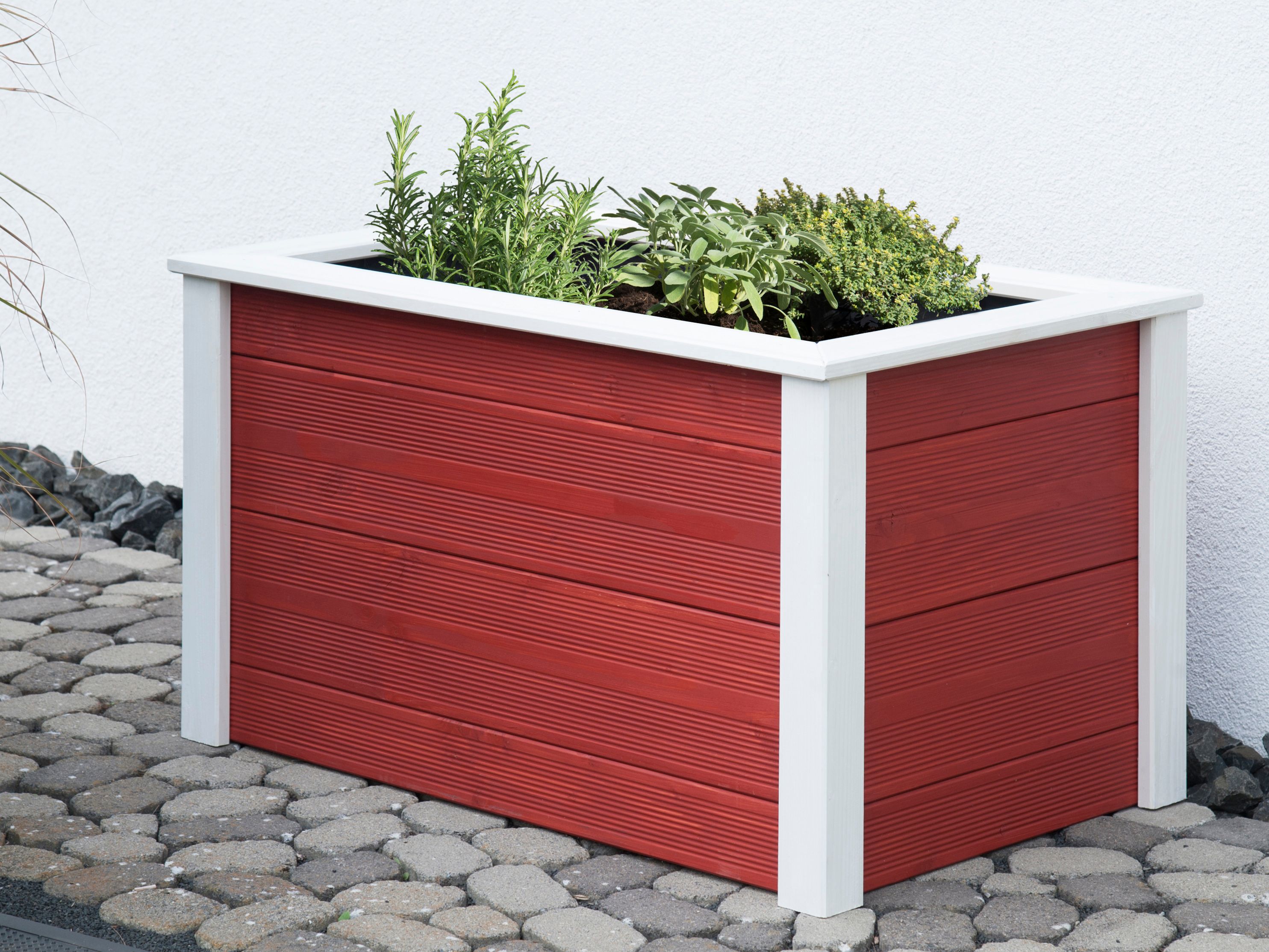 BM TYP 523 Hochbeet 106 x 65 x 60 cm, Schwedenrot/Weiß