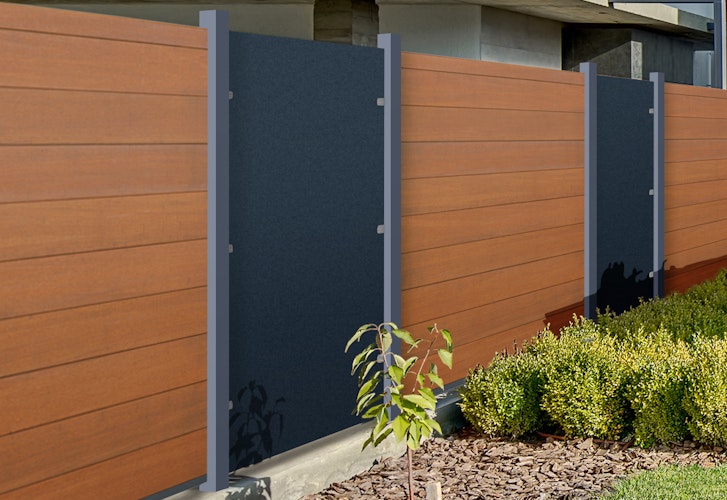 aMbooo Zaunsystem Acapulco HPL Element, 1200 x 1830 x 6 mm, Anthrazit, für Alu Pfosten Acapulco