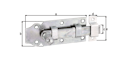 Vorschaubild Alberts® Türriegel, mit Knopf, gerade, mit Schlaufe, galvanisch verzinkt dickschichtpassiviert,Platte LxB100x44 mm 115388