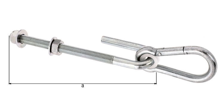 Alberts® Schaukelhaken, galvanisch verzinkt dickschichtpassiviert, zum Durchschrauben, Gewinde M12, Länge 200mm 204907