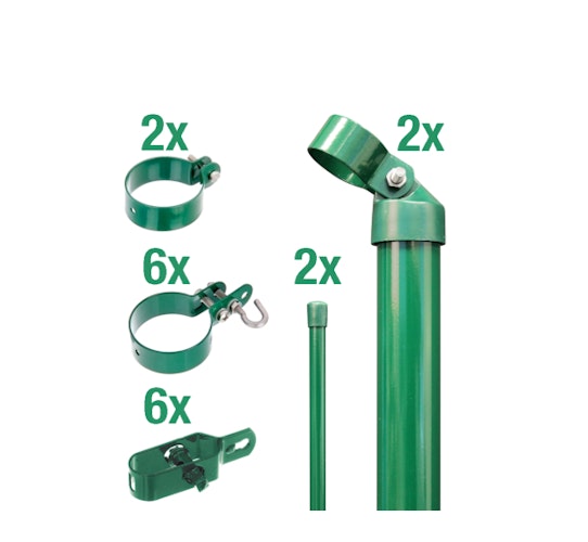 Alberts® Zaunanschl.-Set f. WG, grün kstb.,zE,f.Pfosten ⌀60 mm,f.Höhe 1250 mm 600259