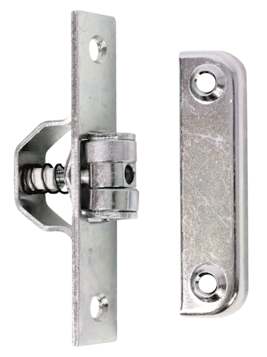 Alberts® Rollschnäpper, für Pendeltore, galvanisch verzinkt dickschichtpassiviert, Platte 18 x 90 mm, Loch ⌀6 / 4,8 mm 411695