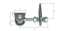 Vorschaubild Alberts® Torband f.180° Öffn,kurz,Schrauben,etc.fvz.,Bolzen,etc.VA,z.Anschweißen,M24,VE4
