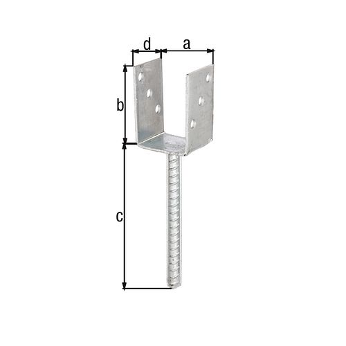 Alberts® U-Pfostenträger 104x60x4mm Betonanker Riffelstahl für verschiedene Pfostenstärken