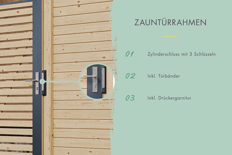 Karibu Sichtschutzzaun Einzeltor-Rahmen 1070 x 1850 mm 