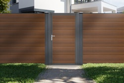 dz VIDUAL Swing Einzeltor Comp-Co WPC 140 x 20 mm Steckprofil