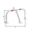 Vorschaubild Alberts® Parkplatzbügel Spielberg umlegb.,Pz.fvz.,2 rote Ringe z.Aufschr.,Breite 950 mm 691042