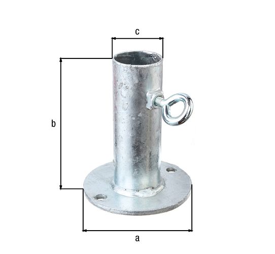 Alberts® Halter für Sonnenschirme,feuerverzinkt,zA,Platte ⌀100mm,f.Standrohr ⌀20-38mm 657246