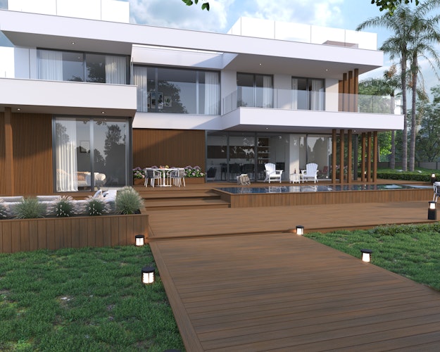 NewTechWood Deluxe WPC-Terrassendiele Hohlkammer Teak  23 x 138 mm