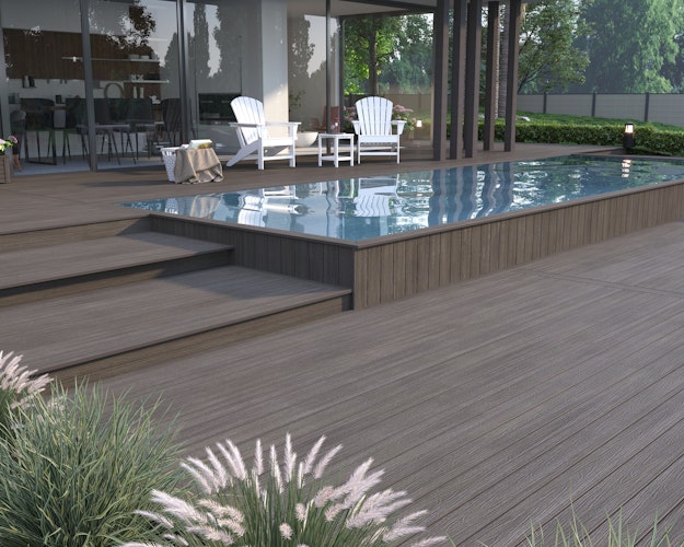 NewTechWood Deluxe WPC-Terrassendiele Hohlkammer Silver Gray  23 x 138 mm