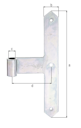 Vorschaubild Alberts® Tor-Mittelband, Abschluss spitz, galvanisch verzinkt dickschichtpassiviert HxB 300x40 mm,Rolle ⌀16 mm 312909