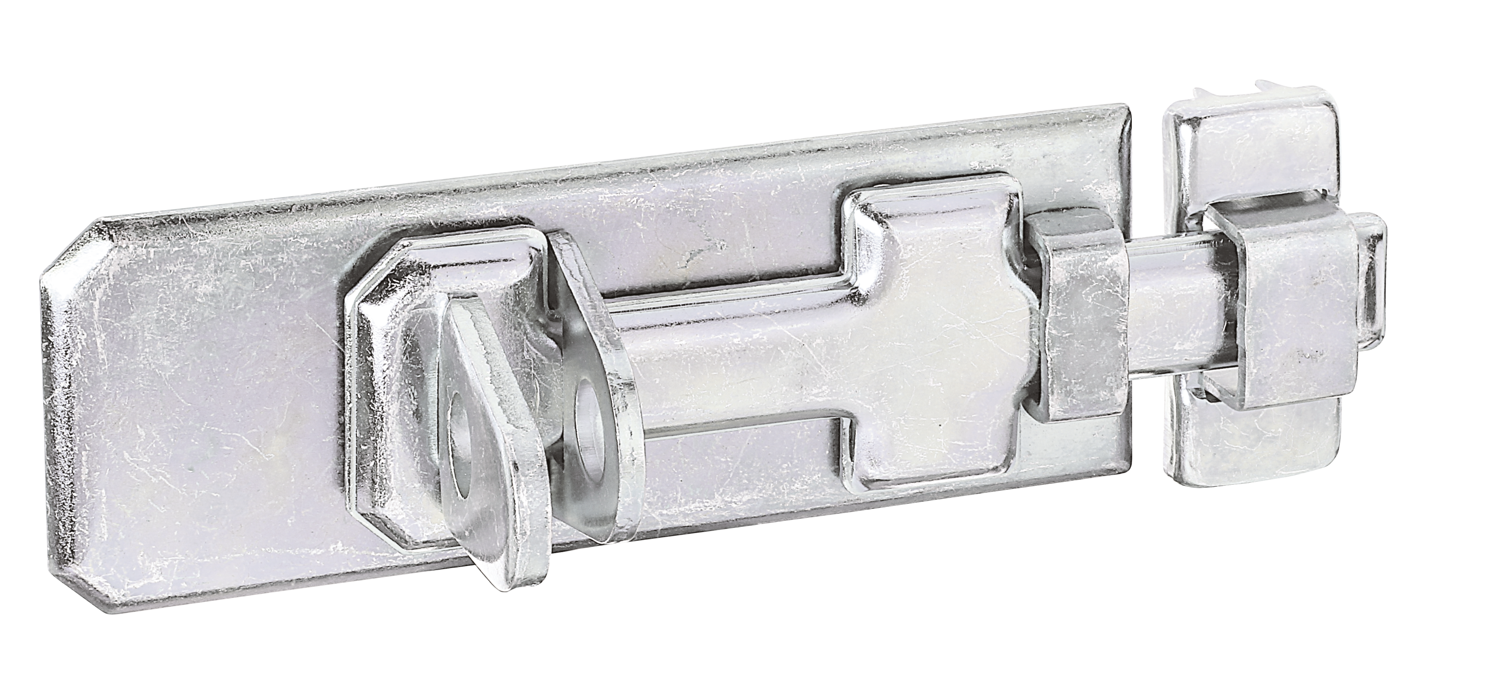 Alberts® Sicherheits-Schlossriegel, mit flachem Griff und Schlaufe, galvanisch verzinkt dickschichtpassiviert ,Platte LxB140x55mm 123086