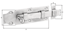 Vorschaubild Alberts® Türriegel, mit Knopf, gerade, mit Schlaufe, galvanisch verzinkt dickschichtpassiviert,Platte LxB160x56 mm 115418