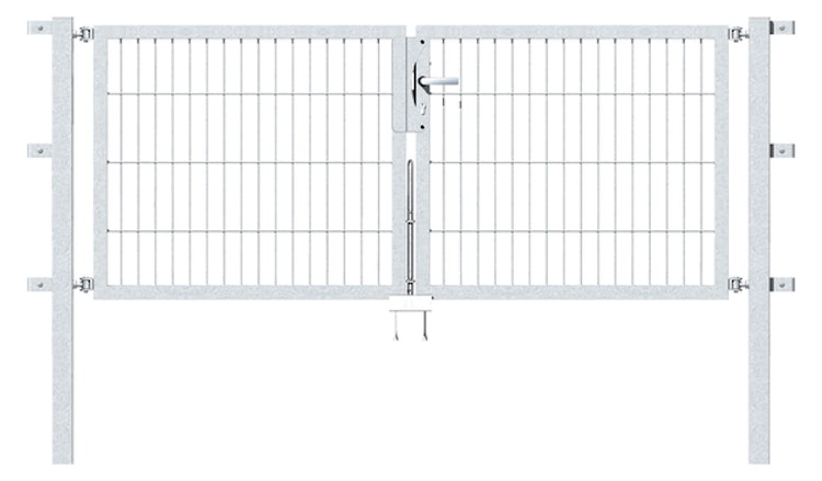 Alberts® Doppeltor Flexo,fvz.anthr.Kst.b.RAL 7016,lichte BxH3500x1000,PF80x80/1700mm 648596
