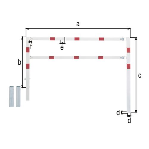Alberts® Absperrgitter Moovy fvz.,weiß,m.roten Ringen,z.Einb.,B1000mm,Höhe ü.Boden 1000mm 770273