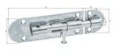 Vorschaubild Alberts® Grendelriegel, m. Knopf, o. Feder, m. Schlaufe, galvanisch verzinkt dickschichtpassiviert, LxB100x30mm 124083