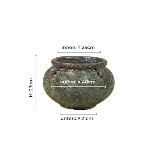 Vosteen Design Blumentopf / Pflanzgefäß Terrakotta grün ø 40 cm x H 27 cm
