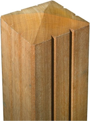 T&J ADAMAS Bangkiraipfosten, 9 x 9 x 190 cm, genutet, Kopf mit Pyramidenform