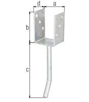 Alberts® U-Pfostenträger 104x60x4mm Betonanker Rundstahl für verschiedene Pfostenstärken