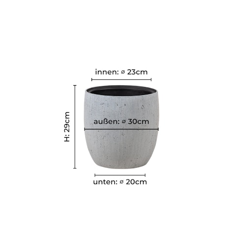 Klocke Design Blumentopf Betonoptik 3er Set ⌀ 30 cm x H 29 cm, 40 cm x H 32 cm, 49 cm x H 48 cm