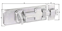 Vorschaubild Alberts® Sicherheits-Schlossriegel, mit flachem Griff und Schlaufe, galvanisch verzinkt dickschichtpassiviert ,Platte LxB140x55mm 123086