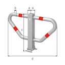 Vorschaubild Alberts® Parkplatzbügel Stoppy II umlegb.,Pz.fvz.,4 rote Ringe,z.Aufschr.,B750 mm 770112