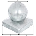 Vorschaubild Alberts® Pfostenkappe,für Holzpfosten,mit Kugel,feuerverzinkt,LxB 90x90 mm,Kugel ⌀80 mm 