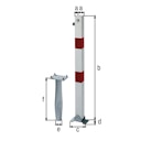 Vorschaubild Alberts® Absperrpf.Klappy-Bo umlegb.,Dreik.,fvz,weiß,2rote Ringe,z.Einb.,Pf.70x70 mm 781149