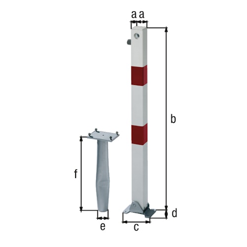 Alberts® Absperrpf.Klappy-Bo umlegb.,Dreik.,fvz,weiß,2rote Ringe,z.Einb.,Pf.70x70 mm 781149