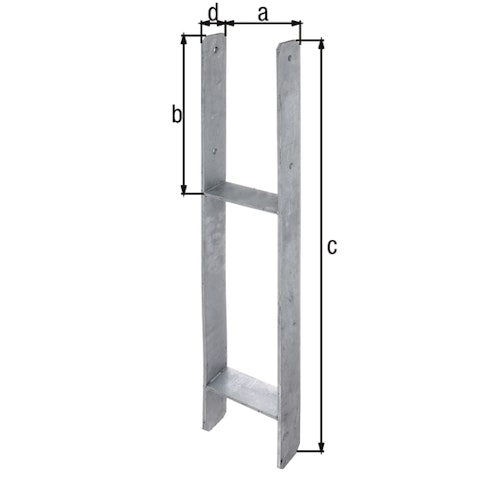 Alberts® H-Pfostenträger 300x60x6mm Gesamtlänge 800mm für verschiedene Pfostenstärken