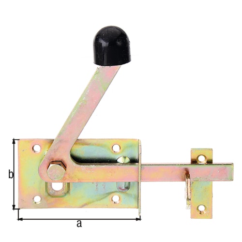 Alberts® Gartentorfalle,f.schmale Rahmenhölzer,gelb verzinkt,Platten Breite100mm,Höhe60mm 