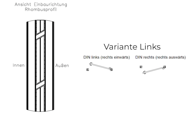 dz VIDUAL Swing Einzeltor Pure 100 x 20 mm Rhombusprofil - DIN Links