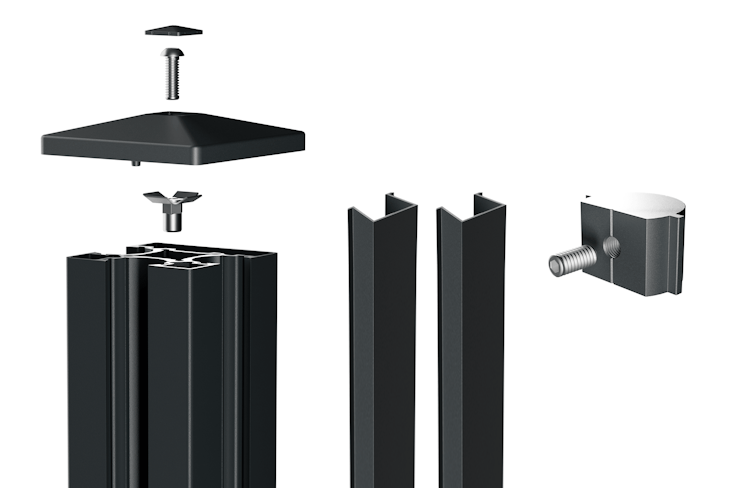 dz Alu Stecksystem Pfosten Anfang/Ende VIDUAL line- 2400 mm Anthrazitgrau RAL 7016